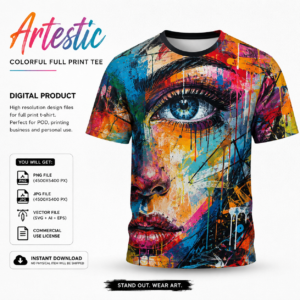 Artestic Coloful Tee Full Print